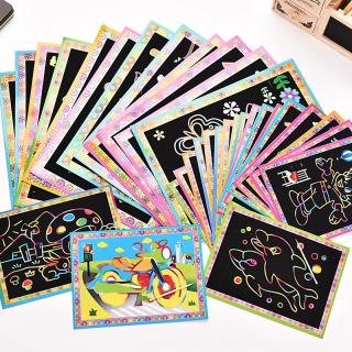 8Pcs Paper Scratch Art Painting Boards Educational Toy For Kids Colorf_1